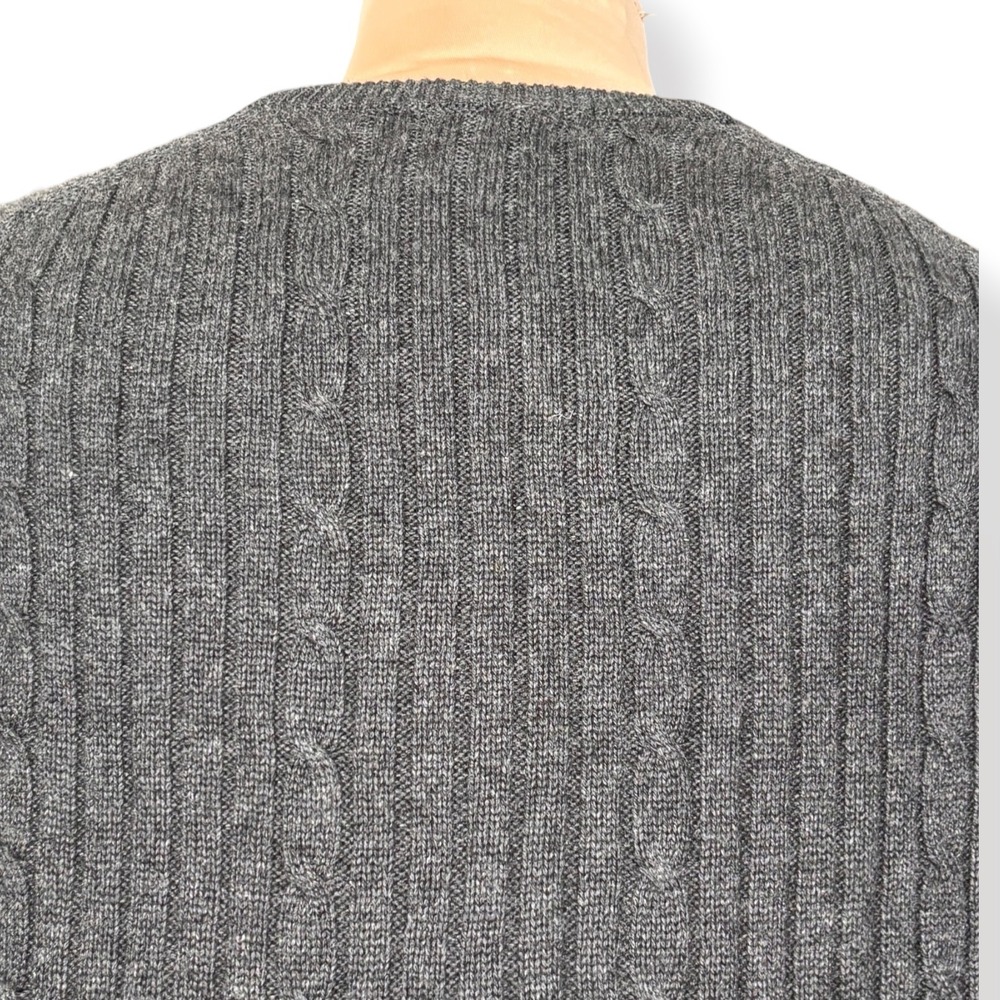 Vintage Gray Silk Cashmere Cable Knit Button Front Cardigan Vest Lightweight - Picture 5 of 8